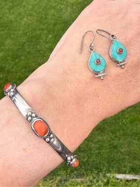 Turquoise Cuff & Earrings Set